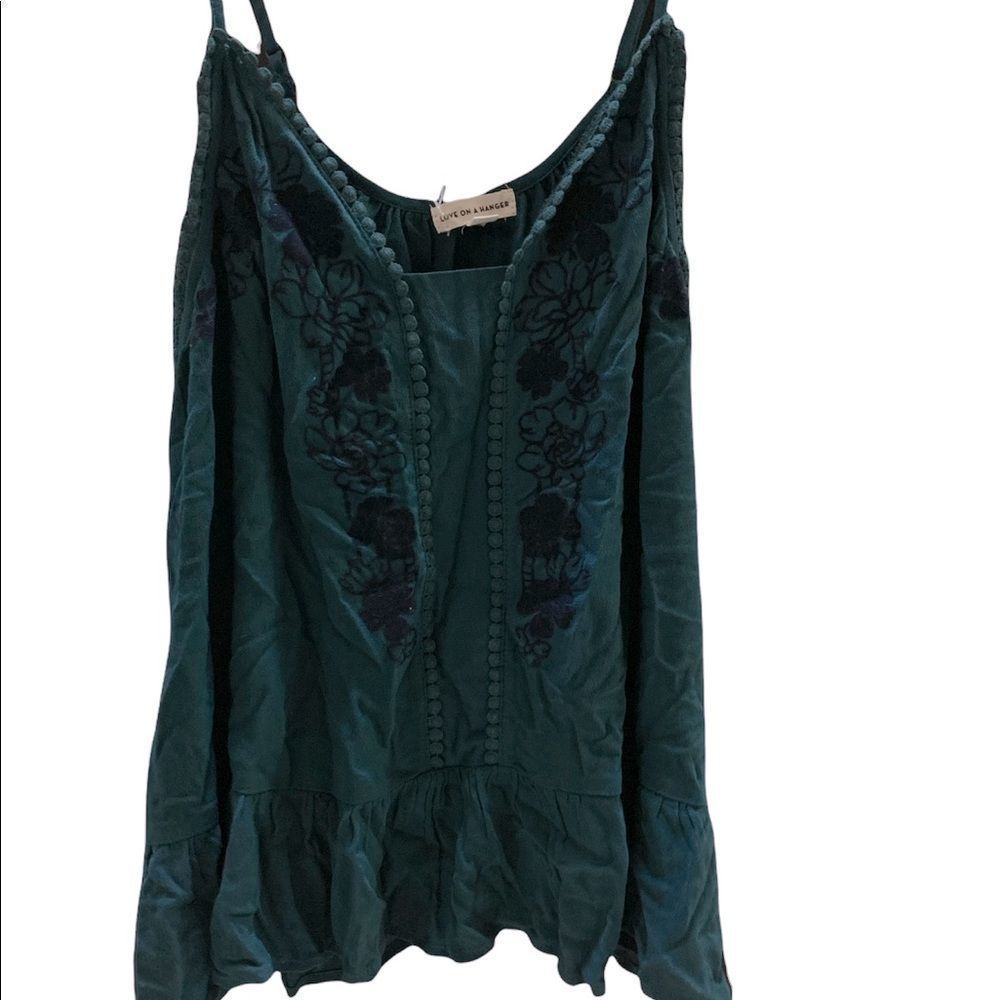 Love on a hanger turquoise embroidered top size large
